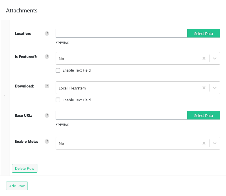 Import WP attachment row with Download set to Local Filesystem and a base path