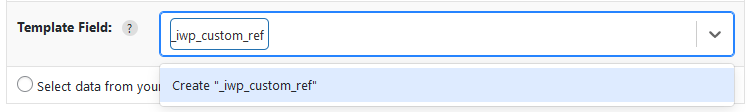 Import WP unique identifier dropdown with a typed field name and Create option