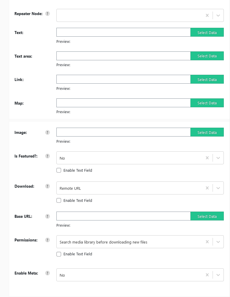 Import WP ACF repeater section after Add row, with sub-fields ready to map
