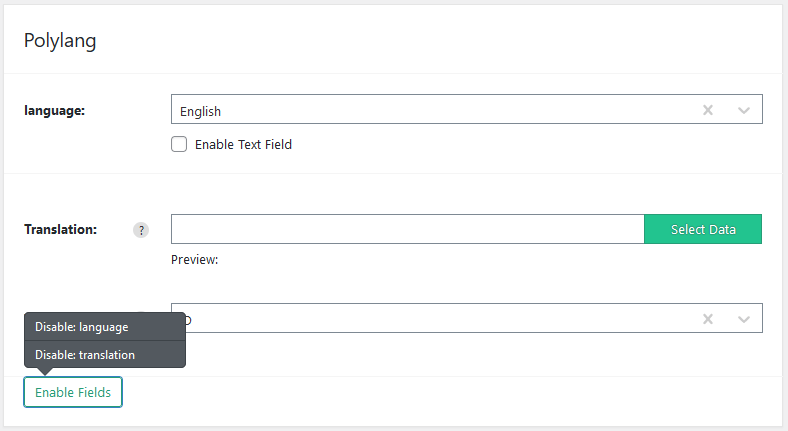 Import WP create importer screen with the Polylang add-on translation fields available