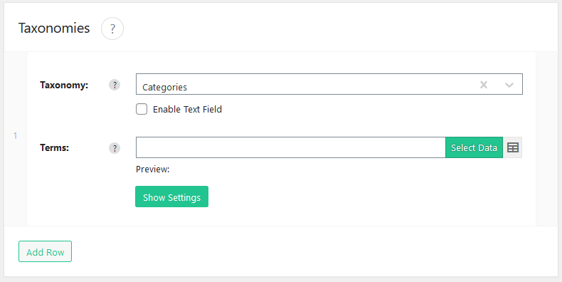 Import WP Taxonomies section mapping categories or tags onto a post type