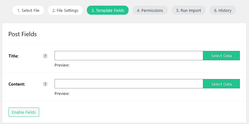 Import WP Template Fields groups such as Post Fields, Taxonomies, Attachments, and Custom Fields