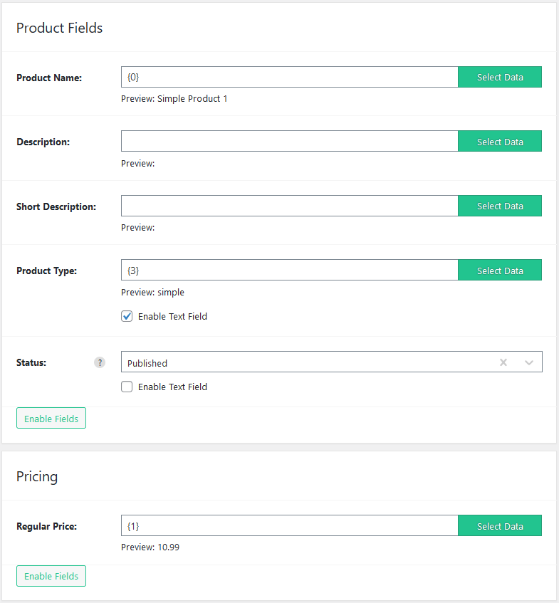 Import WP WooCommerce Product type field set to grouped