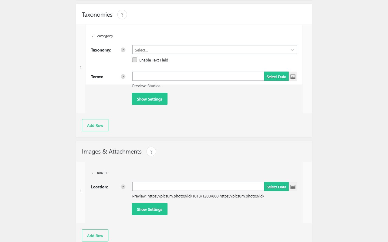 Import WP Taxonomies row attaching a listing category term from the CSV.